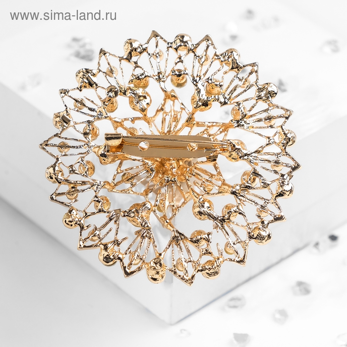 Брошь «Круг ажурный», цвет белый в золоте Брошь «Круг ажурный», цвет белый в золоте