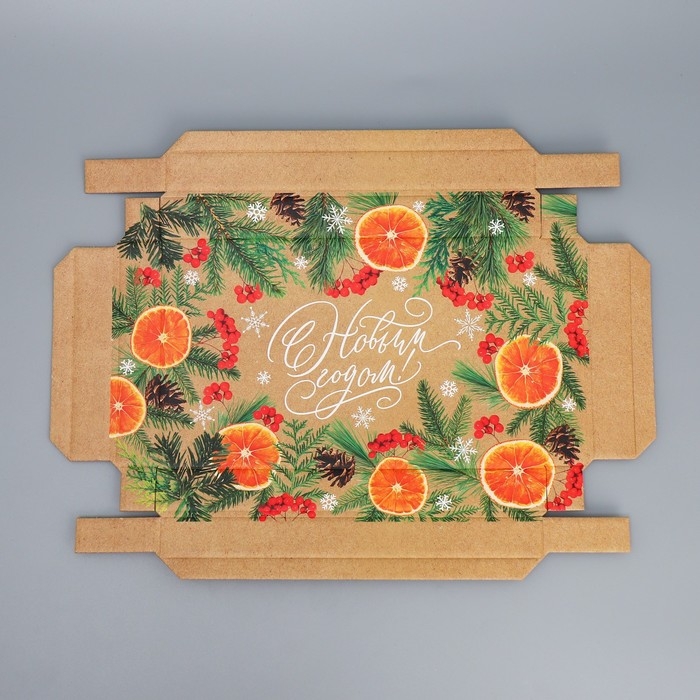 Коробка подарочная новогодняя складная «Мандариновое настроение», 25.5 х 15 х 4 см, Новый год Коробка подарочная новогодняя складная «Мандариновое настроение», 25.5 х 15 х 4 см, Новый год