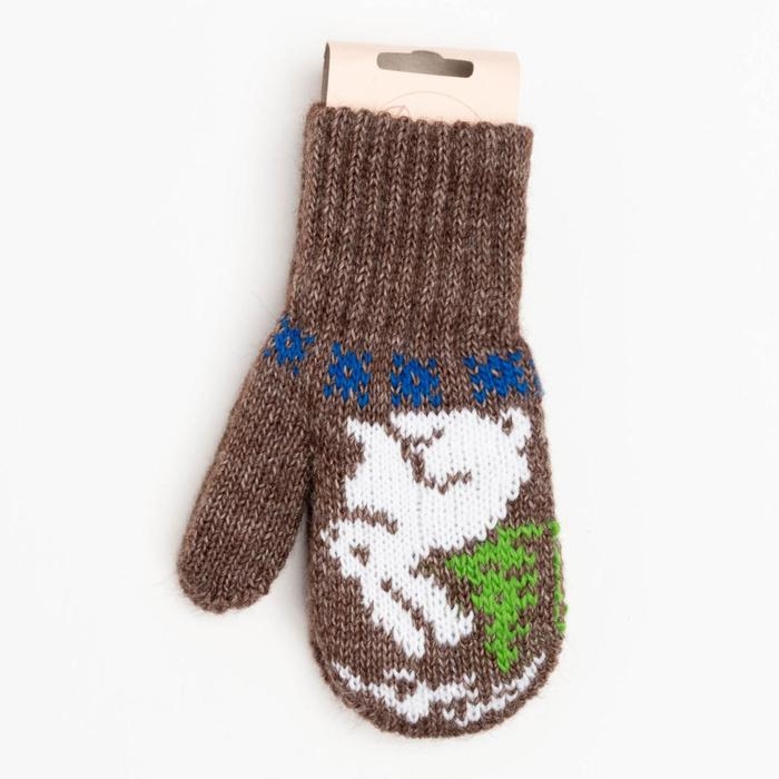 Новый год. Варежки двойные детские, цвет тёмно-коричневый, размер 12 (3-6 лет) Новый год. Варежки двойные детские, цвет тёмно-коричневый, размер 12 (3-6 лет)