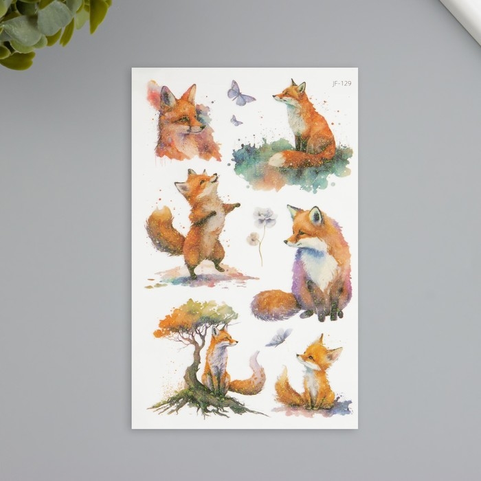 Татуировка на тело фосфорные с блёстками Татуировка на тело фосфорные с блёстками "Лисёнок" 7,5х12 см