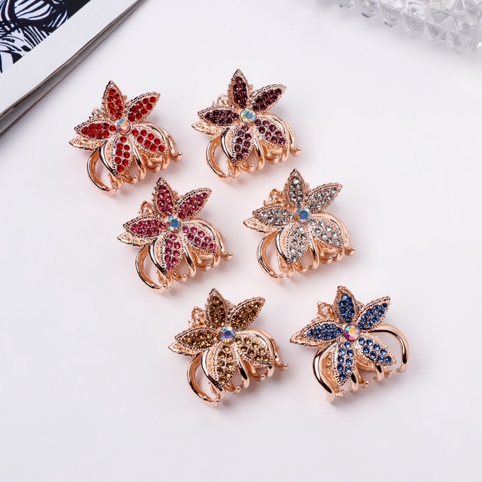 Краб для волос Краб для волос "Одри" цветок колор, 2,5 см, золото, микс