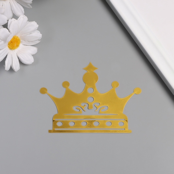 Наклейка бумага, пластик "Корона" золотой блеск набор 12 шт 3 размера