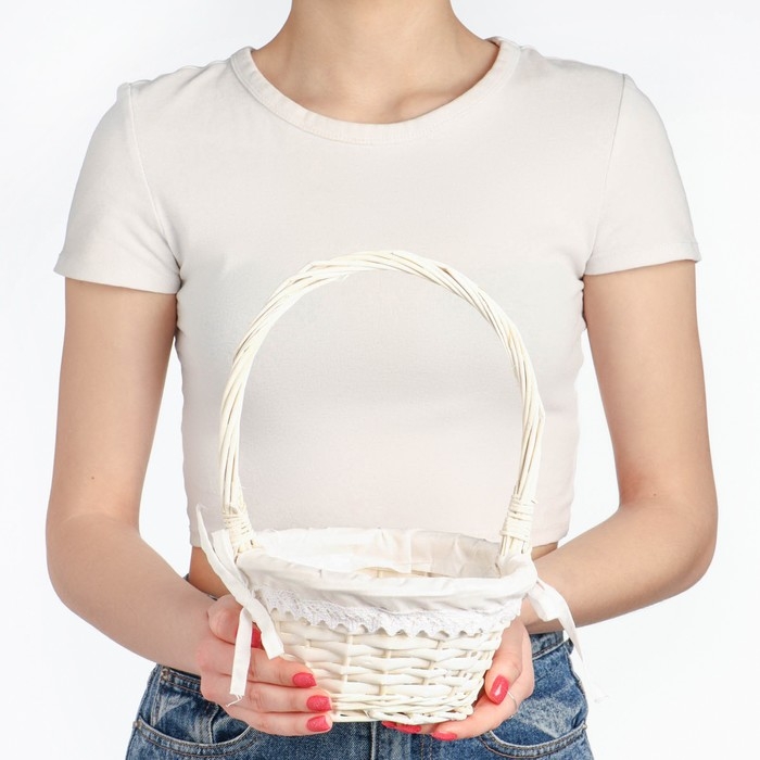 Корзина плетеная «Витая», 18×10/26 см, ива, ткань Корзина плетеная «Витая», 18×10/26 см, ива, ткань