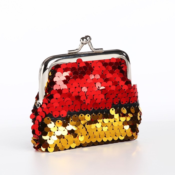 Кошелёк на фермуаре, цвет красный/золотой