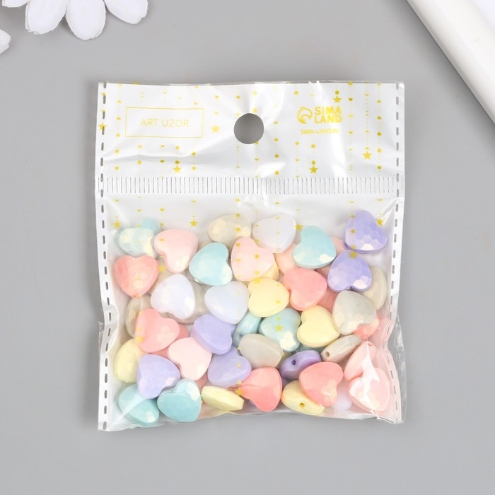 Бусины для творчества пластик Бусины для творчества пластик "Сердце грани. Пастель" жемчужные набор 20 гр 0,5х1,1х1,1 см