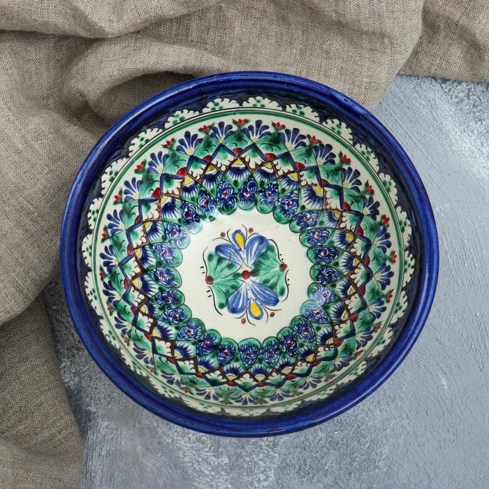 Коса Риштанская Керамика  Коса Риштанская Керамика "Узоры", 18 см, большая, синяя