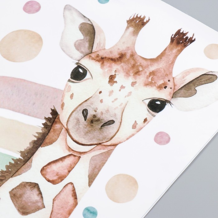 Наклейка пластик интерьерная цветная Наклейка пластик интерьерная цветная "Жираф и радуга" 40х90 см