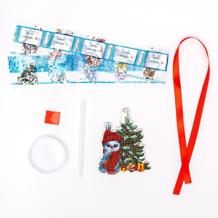 Алмазная мозаика на новый год с частичным заполнением для детей на подвеске «Снеговик», новогодний набор для творчества
