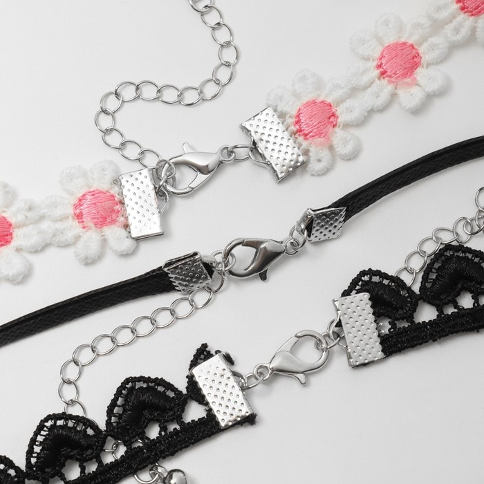 Чокер «Трио» цветы и сердца (набор 3 шт.), цветной, 32 см Чокер «Трио» цветы и сердца (набор 3 шт.), цветной, 32 см