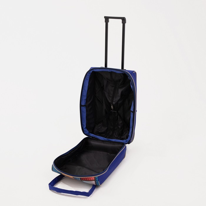Чемодан малый 37 л (S) с сумкой, отдел на молнии, наружный карман, с расширением, цвет синий