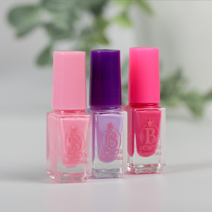 Набор детских лаков «Самой нежной» 3 шт по 6 мл (МИКС наклееки цветов)