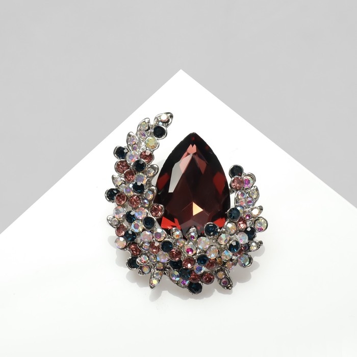 Брошь «Императрица» полумесяц, цветная в серебре Брошь «Императрица» полумесяц, цветная в серебре