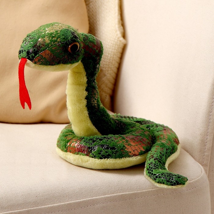 Мягкая игрушка «Змея», 15 см, цвет зелёный Мягкая игрушка «Змея», 15 см, цвет зелёный