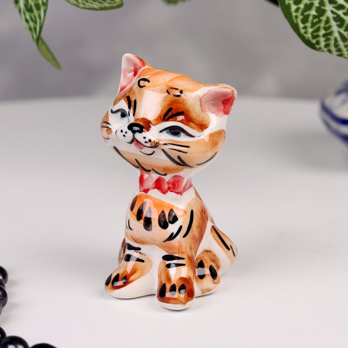 Сувенир Сувенир "Кот с бантом", гжель цветная