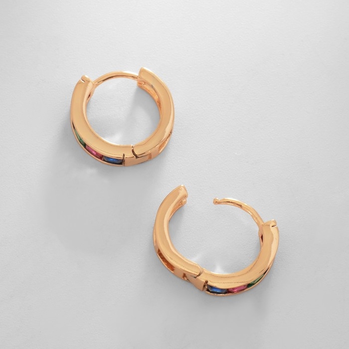 Серьги-кольца XUPING радуга, цветные в золоте, d=1,5 см Серьги-кольца XUPING радуга, цветные в золоте, d=1,5 см