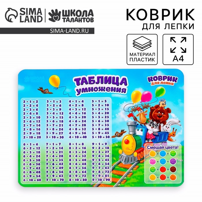 Коврик для лепки «Таблица умножения», формат A4 Коврик для лепки «Таблица умножения», формат A4