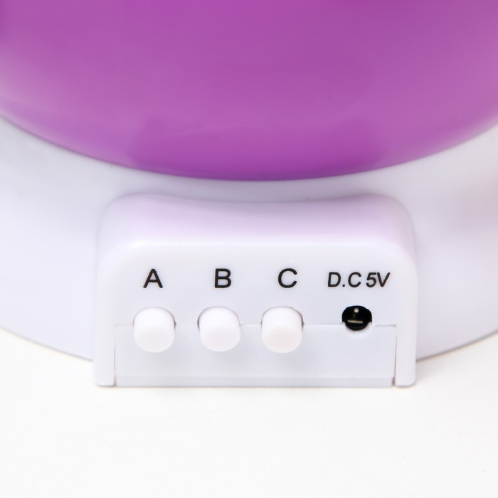 Ночник-проектор  Ночник-проектор "Звёздное небо", вращение, (4ААА или USB)  фиолет. 12*10 см RISALUX