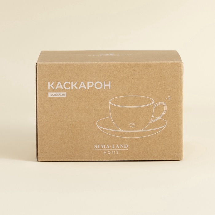 Чайные пары SL Home «Каскарон», 240 мл, набор 2 шт, костяной фарфор, белые Чайные пары SL Home «Каскарон», 240 мл, набор 2 шт, костяной фарфор, белые