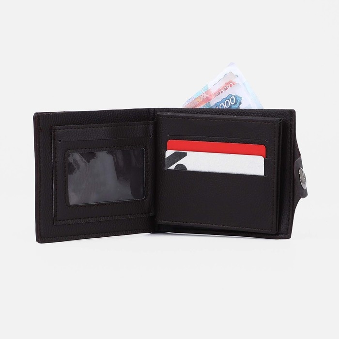 Портмоне мужское на магните, отдел для купюр, для карт, для монет, цвет тёмно-коричневый Портмоне мужское на магните, отдел для купюр, для карт, для монет, цвет тёмно-коричневый