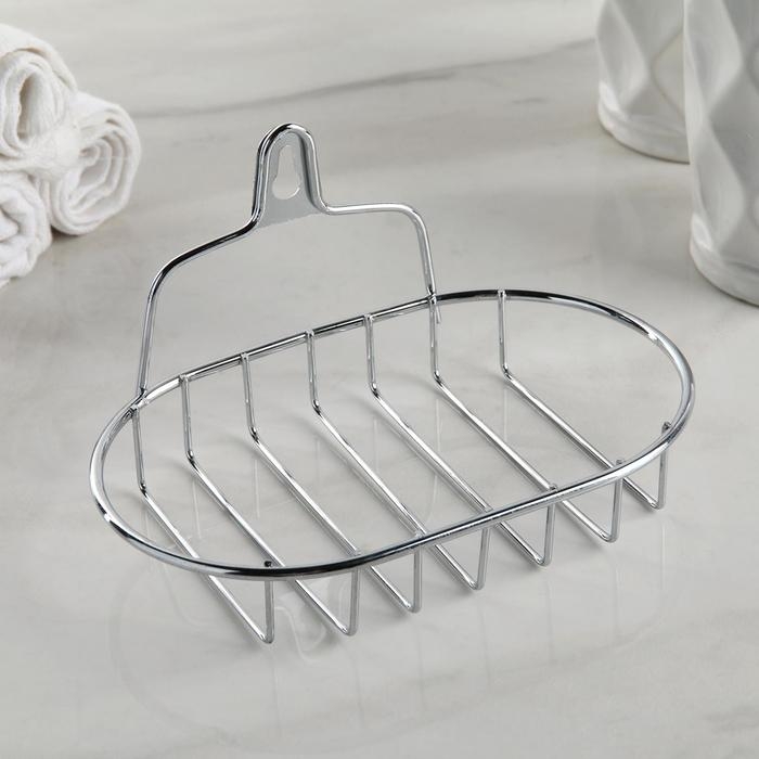 Мыльница подвесная овальная Доляна, 13,5×10,5×8 см, цвет серебристый Мыльница подвесная овальная Доляна, 13,5×10,5×8 см, цвет серебристый