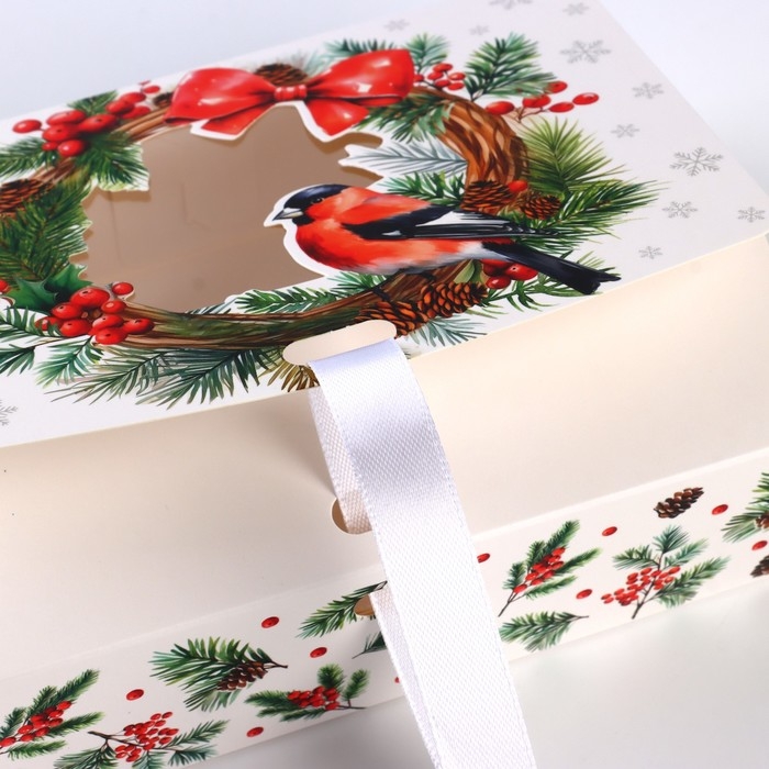 Коробка новогодняя складная «Снегири» 16.5 х 12.5 х 5 см, Новый год Коробка новогодняя складная «Снегири» 16.5 х 12.5 х 5 см, Новый год