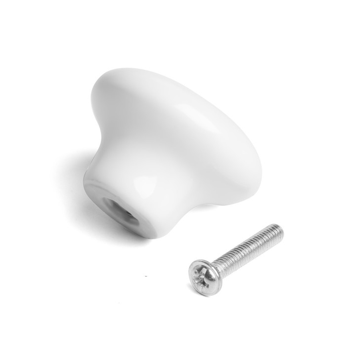 Ручка-кнопка Ceramics 002, керамическая, белая Ручка-кнопка Ceramics 002, керамическая, белая