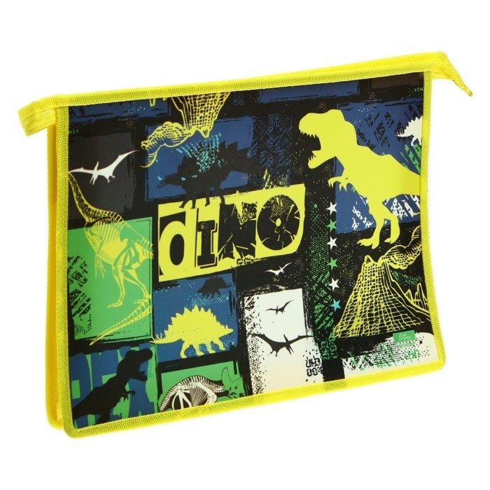 Папка для тетрадей А4, 325 х 230 х 55 мм, молния сверху, пластиковая, ПМ-А4-29 Calligrata Папка для тетрадей А4, 325 х 230 х 55 мм, молния сверху, пластиковая, ПМ-А4-29 Calligrata "Дино"