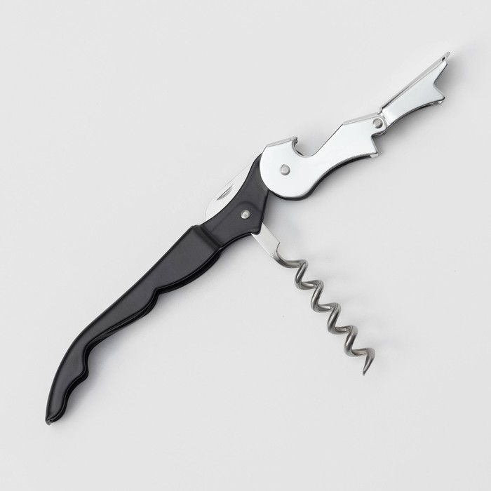 Штопор - открывашка универсальная Доляна, 12 см, цвет чёрный Штопор - открывашка универсальная Доляна, 12 см, цвет чёрный