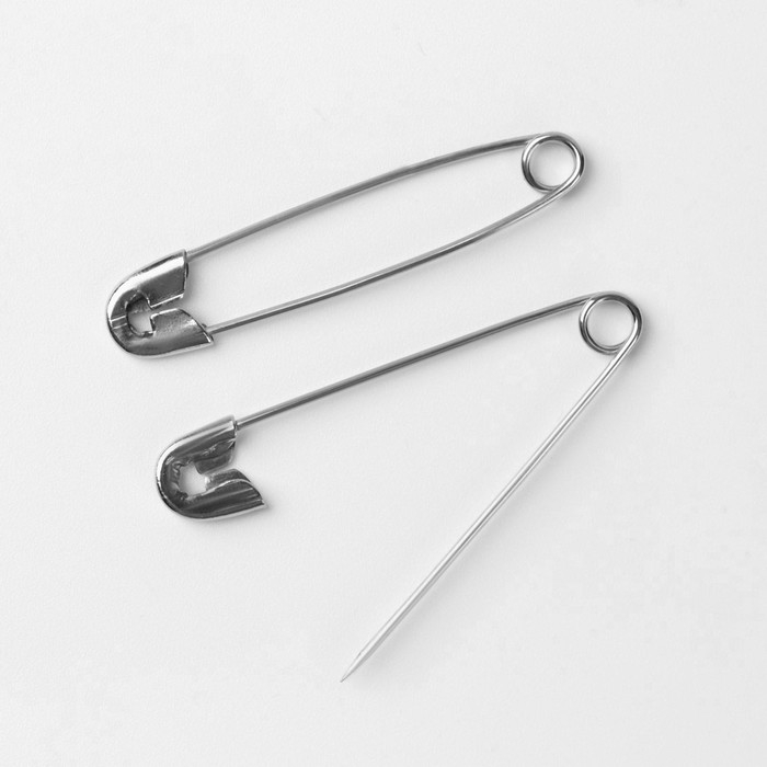 Булавки английские, 44 мм, 10 шт, цвет никель Булавки английские, 44 мм, 10 шт, цвет никель