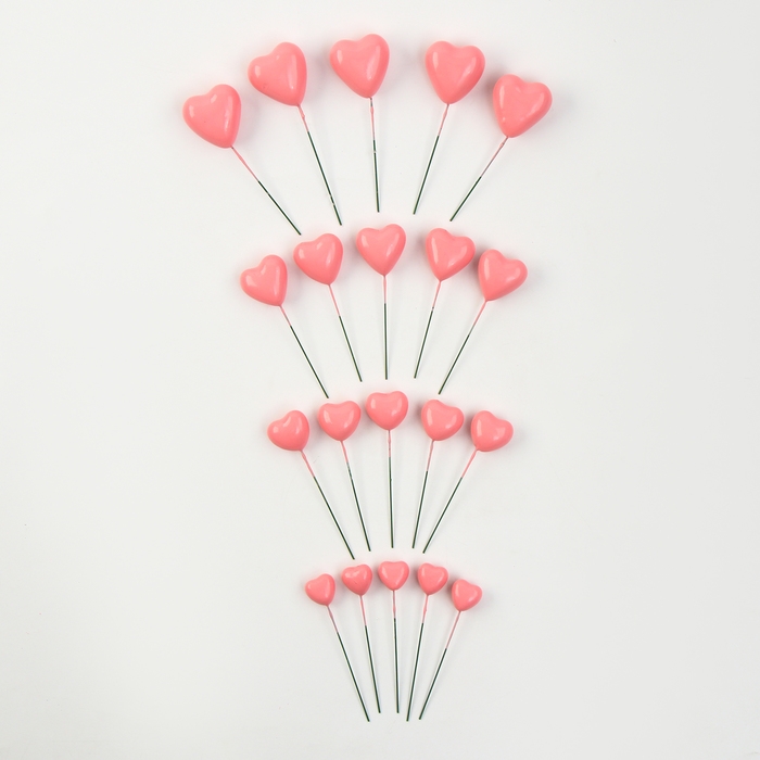 Набор топперов «Сердечки», 12 см, цвет розовый Набор топперов «Сердечки», 12 см, цвет розовый
