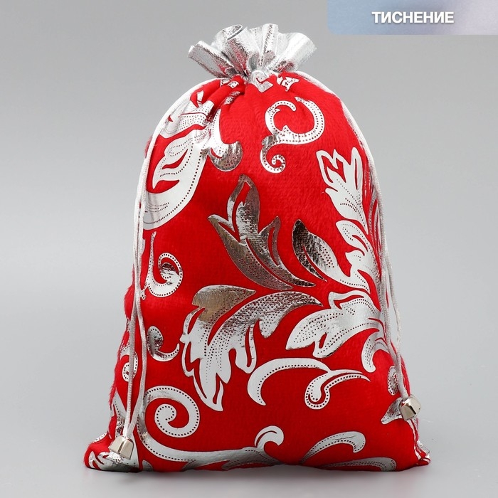 Мешочек подарочный плюш «Дед Мороз», тиснение, 20 х 30 см +/- 1.5 см, Новый год Мешочек подарочный плюш «Дед Мороз», тиснение, 20 х 30 см +/- 1.5 см, Новый год