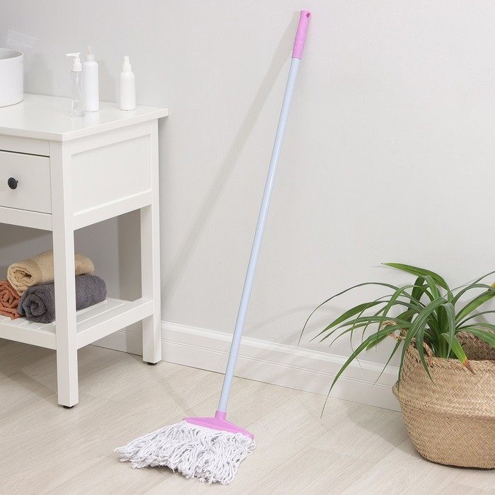 Швабра для мытья пола Доляна «Веревочная плоская», насадка 23 см, металлическая ручка 118 см, цвет МИКС