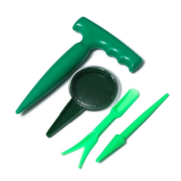 Набор, 4 предмета: конус - 2 шт., сеялка, пикировщик, пластик, Greengo Набор, 4 предмета: конус - 2 шт., сеялка, пикировщик, пластик, Greengo