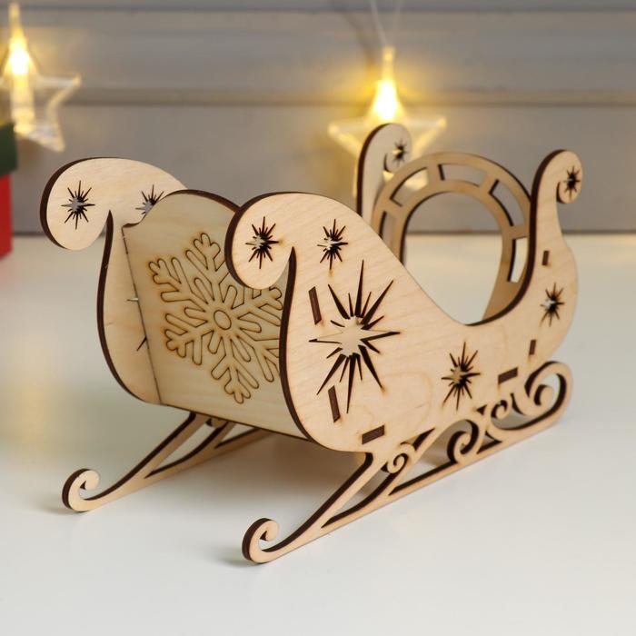 Шкатулка дерево Новогодние Сани  Шкатулка дерево Новогодние Сани "Звезда" (набор 5 деталей)  20х12х8 см