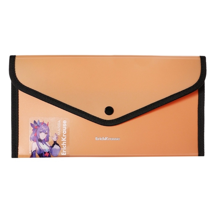 Папка-конверт на кнопке 260 х 140 мм (Travel), 600 мкм, ErichKrause Папка-конверт на кнопке 260 х 140 мм (Travel), 600 мкм, ErichKrause "Matt Manga", с расширением, непрозрачная, тиснение "песок", микс