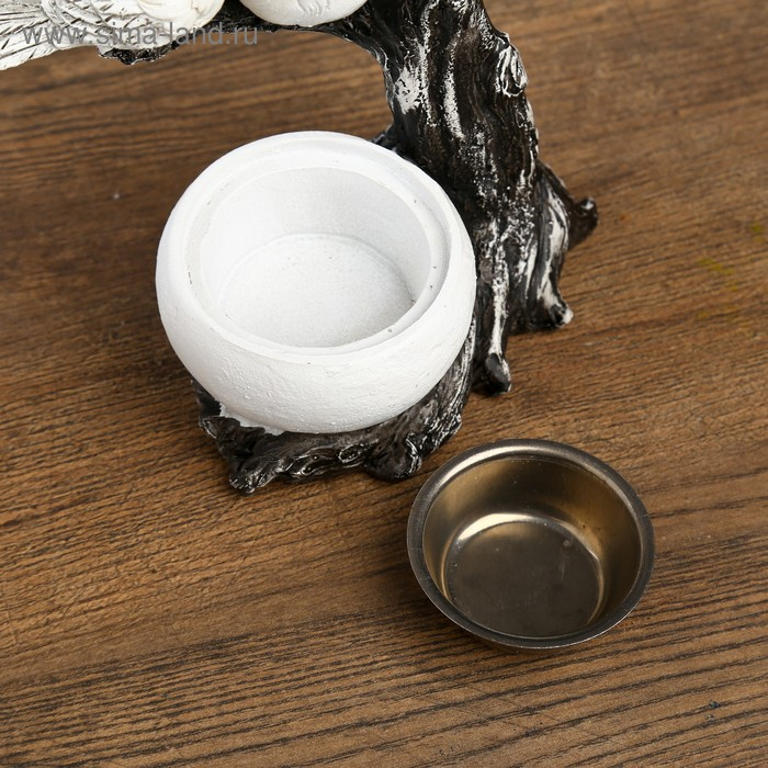 Сувенир полистоун подсвечник Сувенир полистоун подсвечник "Три белых воробушка на коряге" 17,5х12х7 см