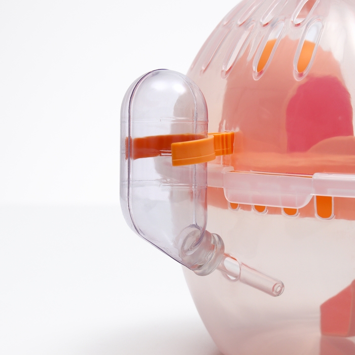 Переноска для грызунов Carno с домиком, полкой, поилкой, 29х23х23 см, жёлтая