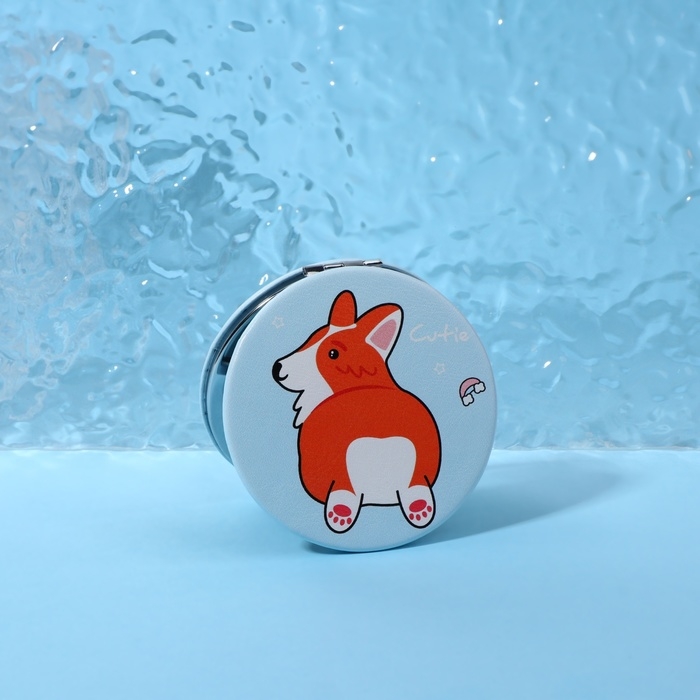 Зеркало - антистресс «Корги», складное, d = 7,2 см, с увеличением, искусственная кожа, цвет голубой Зеркало - антистресс «Корги», складное, d = 7,2 см, с увеличением, искусственная кожа, цвет голубой