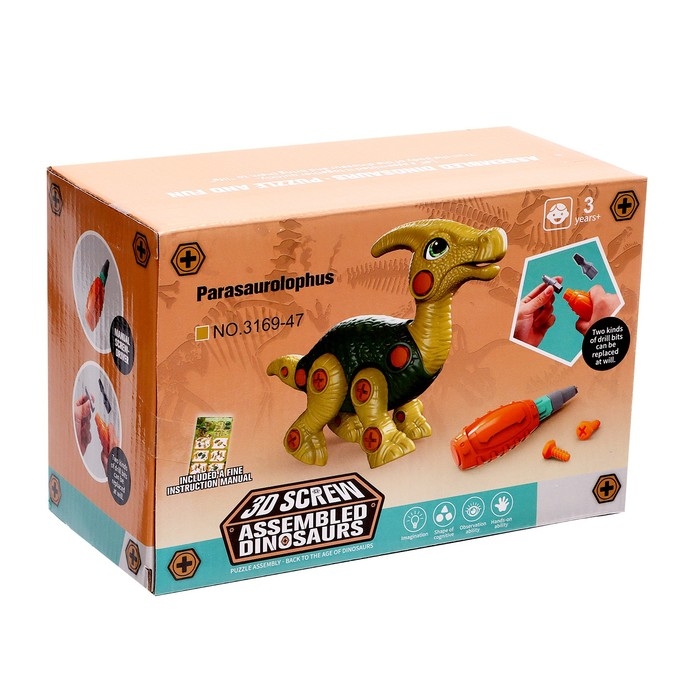 Конструктор винтовой «Паразауролоф», с отвёрткой, 28 элементов Конструктор винтовой «Паразауролоф», с отвёрткой, 28 элементов