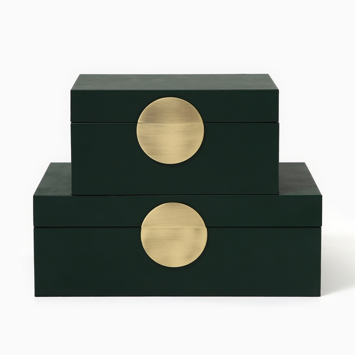 Шкатулка для украшений «Изумруд» экокожа, набор 2 шт. Шкатулка для украшений «Изумруд» экокожа, набор 2 шт.