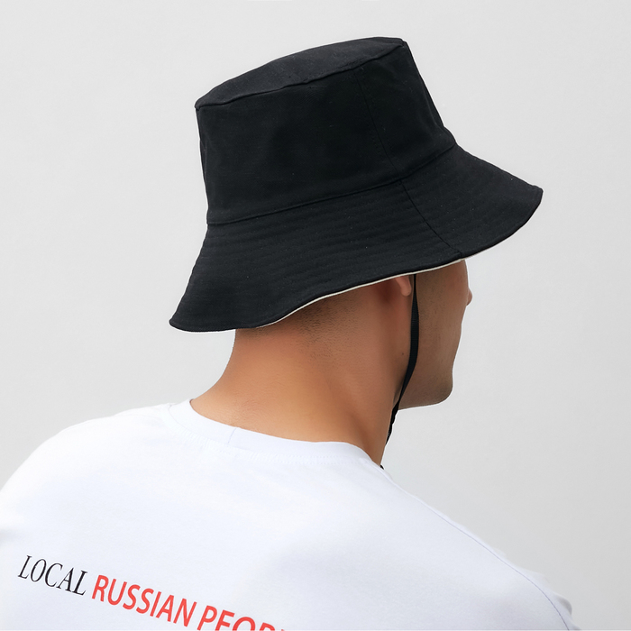 Панама двусторонняя MINAKU, цвет чёрный/бежевый, размер 56 Панама двусторонняя MINAKU, цвет чёрный/бежевый, размер 56