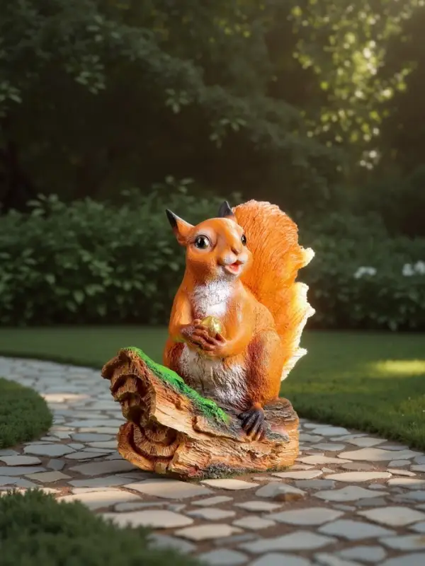 Садовая фигура из полистоуна &laquo;Белочка с орешком на пне&raquo;, 25&times;12&times;23 см