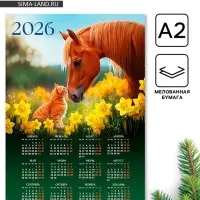 Календарь 2026 «Лошадь с котёнком», А2
