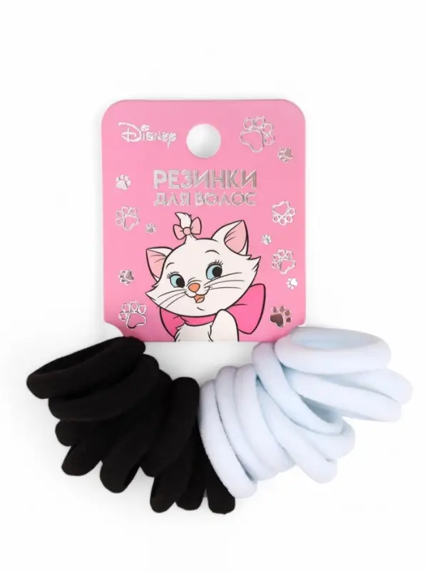 Резинки для волос, черные и белые, Кошечка Мари
