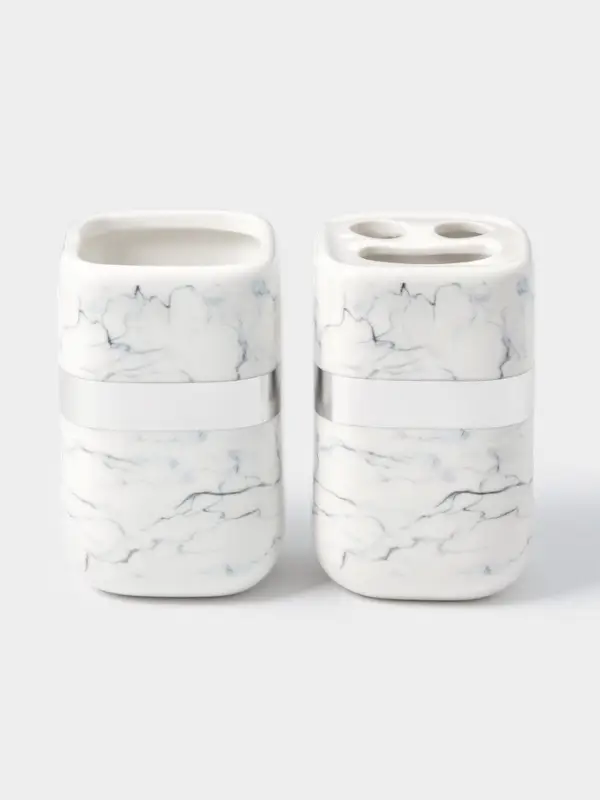 Аксессуары для ванной &laquo;Вестерос&raquo;, 4 предмета, мыльница, дозатор для мыла 390 мл, 2 стакана, белые