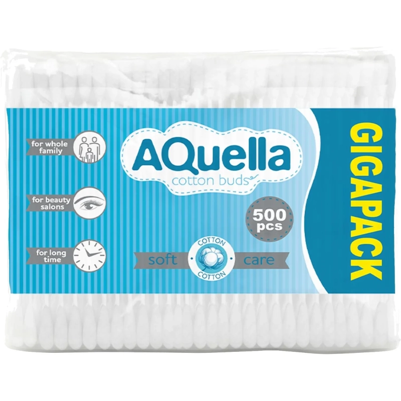 Палочки ватные AQUELLA п/э КК/42 500 шт/уп