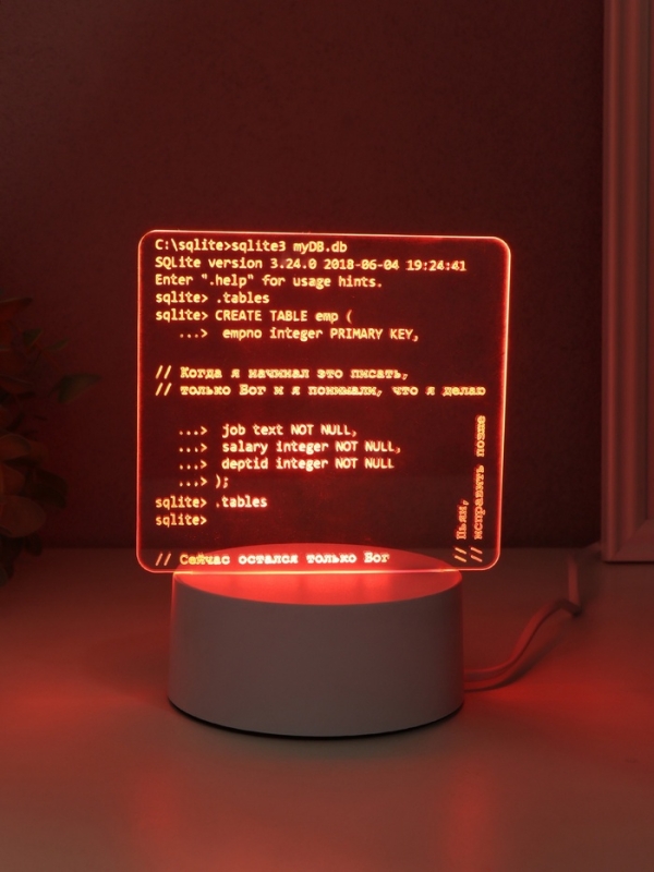 Светильник Светильник "Компьютерный код" LED RGB от сети RISALUX 9,5х15х16 см