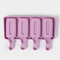 Форма для мороженого Доляна &laquo;Эскимо&raquo;, силикон, 19.5&times;11 см, 4 ячейки (6.8&times;3.5 см), белая