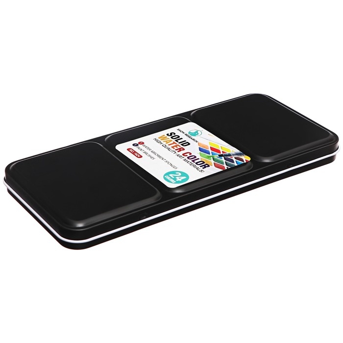 Краски акварельные, в кюветах, с кистью, 24 цвета Краски акварельные, в кюветах, с кистью, 24 цвета