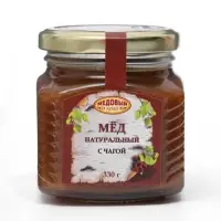 Мед натуральный с чагой, 300 г, стекло Мед натуральный с чагой, 300 г, стекло